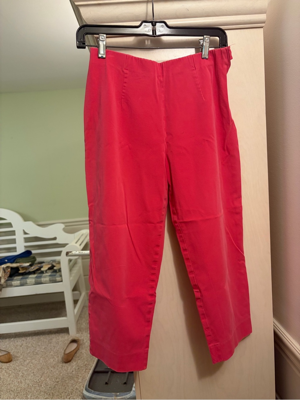 High-Rise Red Cropped Straight-Leg Pants
